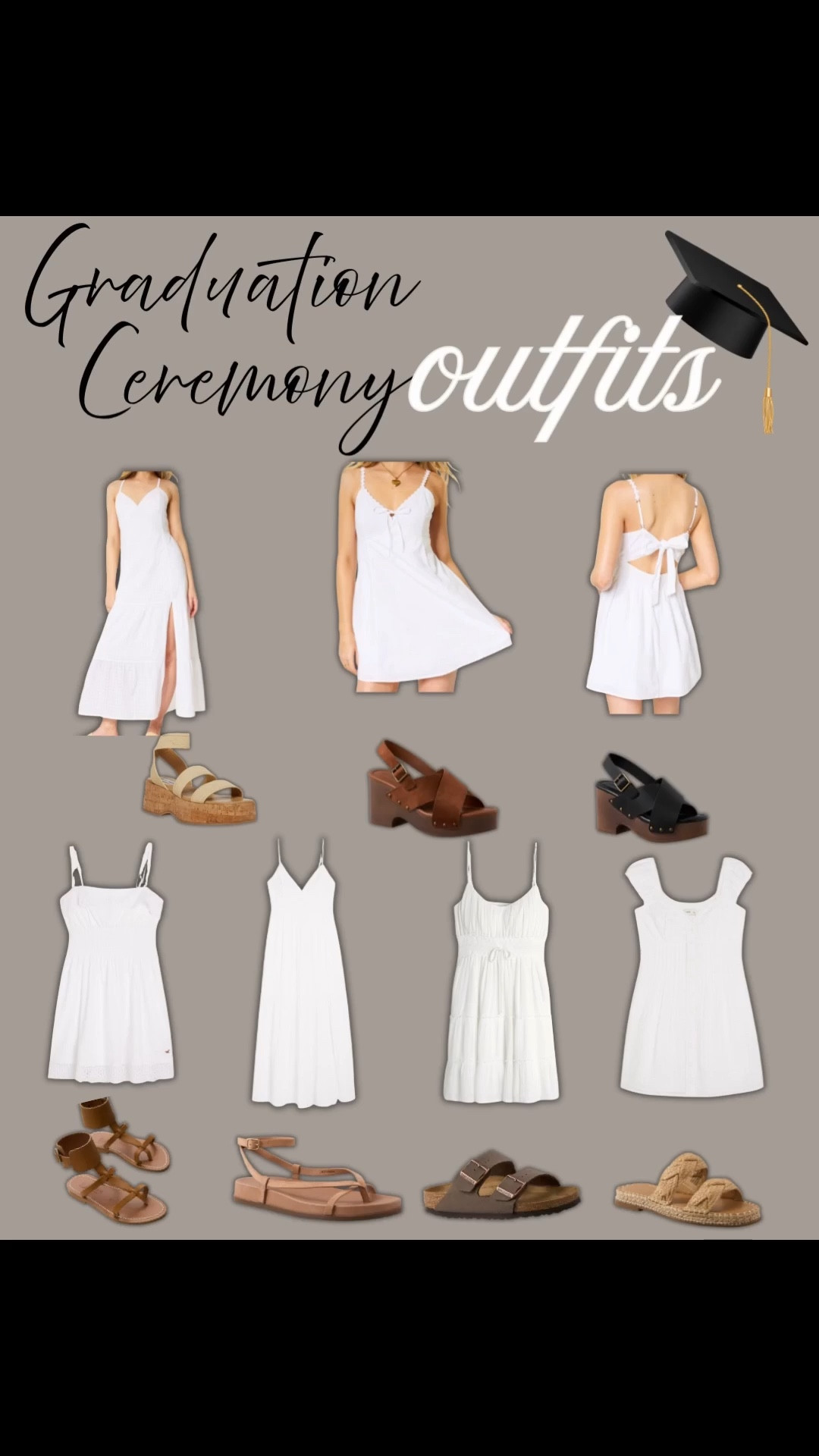 Graduation ceremony outfits made easy 🤍If you’re graduating this year and want something that feels effortless but still put together — these are such good options. Think light, neutral dresses you can rewear all summer + comfy sandals you can actually walk in 🙌

I linked a mix of styles depending on your vibe — from casual to a little more elevated. Perfect for sitting through ceremonies, photos after, and everything in between ✨ #graduationoutfit #whitedress #2026grad