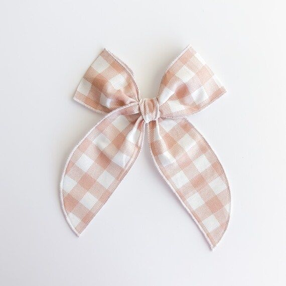 Tan Gingham Fall Fable Bow | Etsy | Etsy (US)