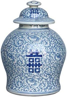 Amazon.com: XXF-Shop 12.2" Classic Blue and White Porcelain Floral Ginger Jar Vase, Sugar Caniste... | Amazon (US)