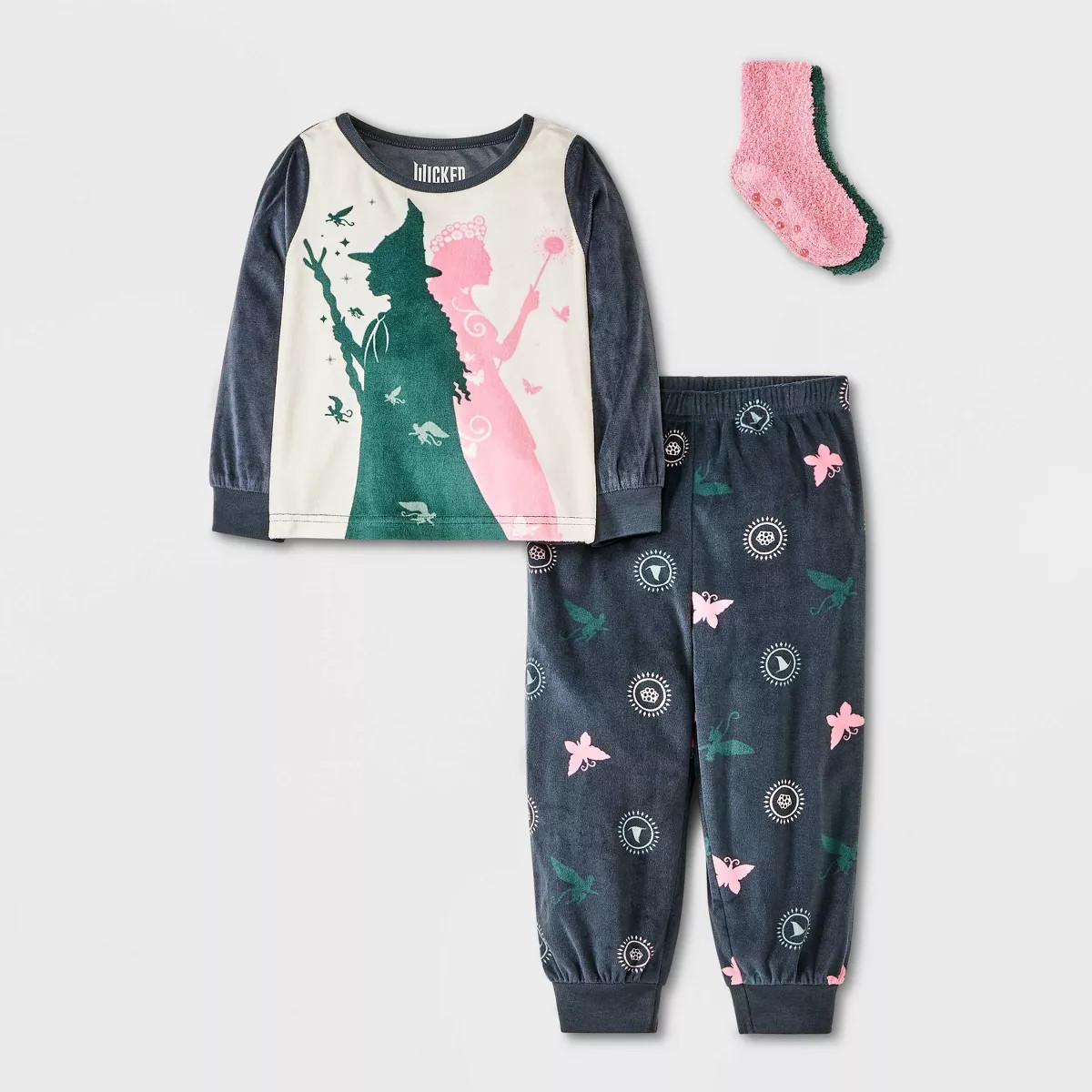 Toddler Girls' 2pc Wicked Bunny Fleece with Sock Pajama Set - White | Target