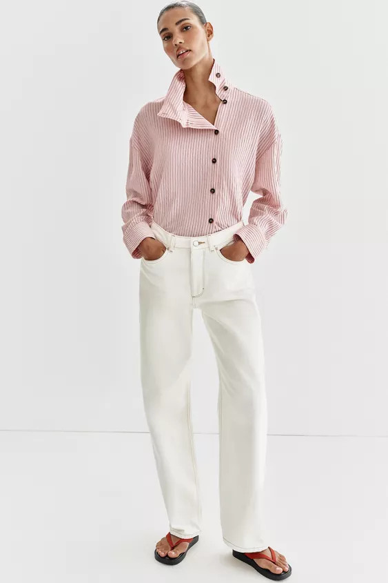 STRIPED HIGH NECK SHIRT | Zara UK