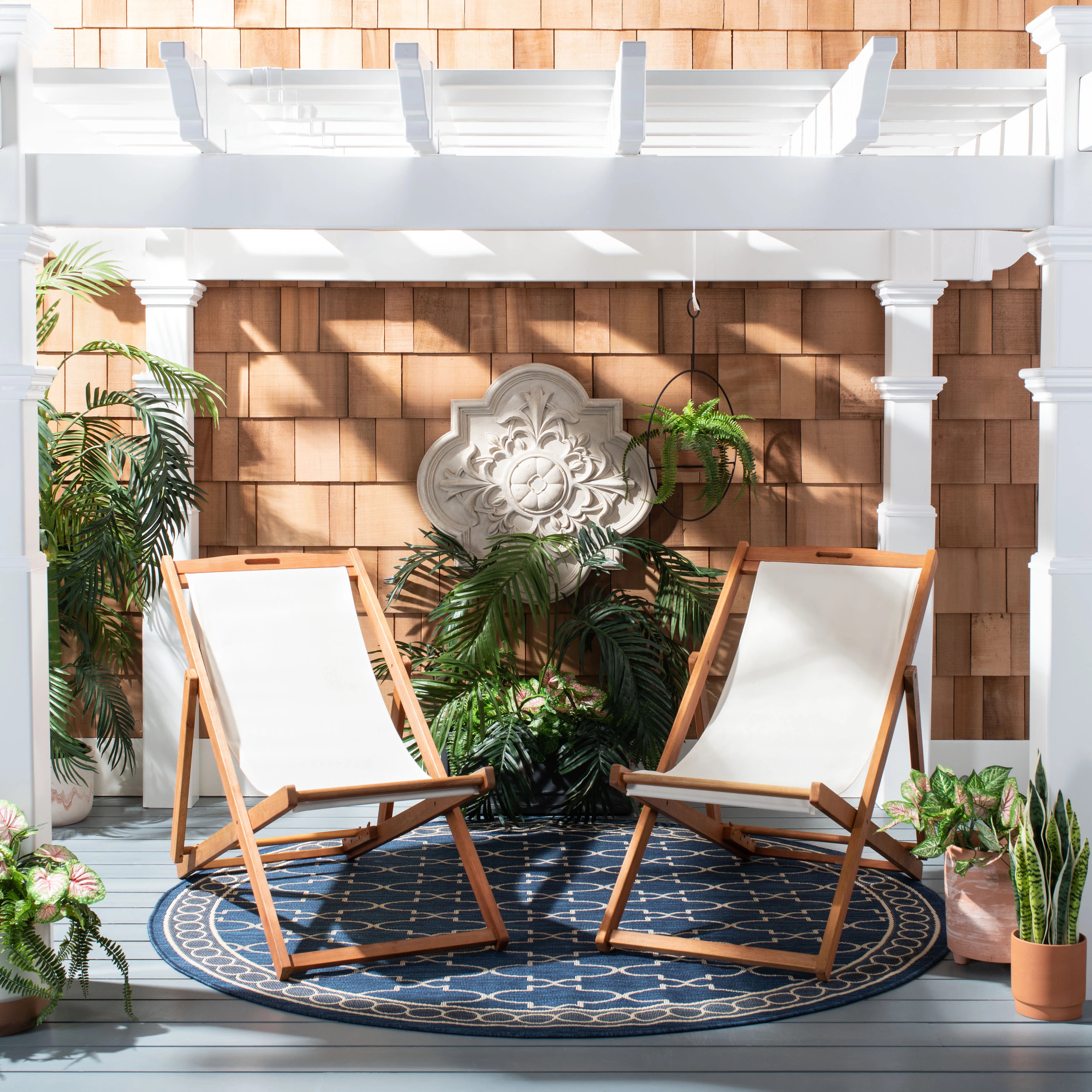 Winston Eucalyptus Outdoor Armless Lounge Chair (Set of 2) | Wayfair North America