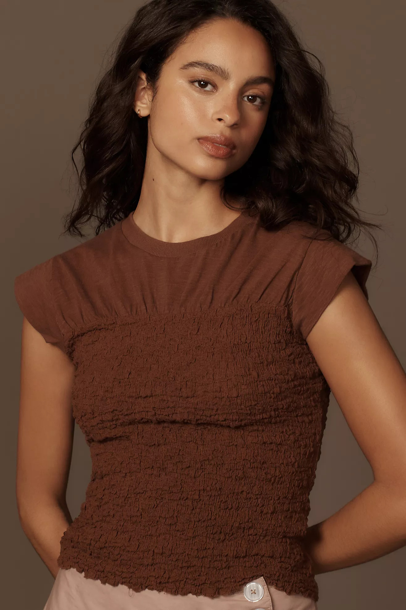 Maeve Smocked Muscle Top | Anthropologie (US)