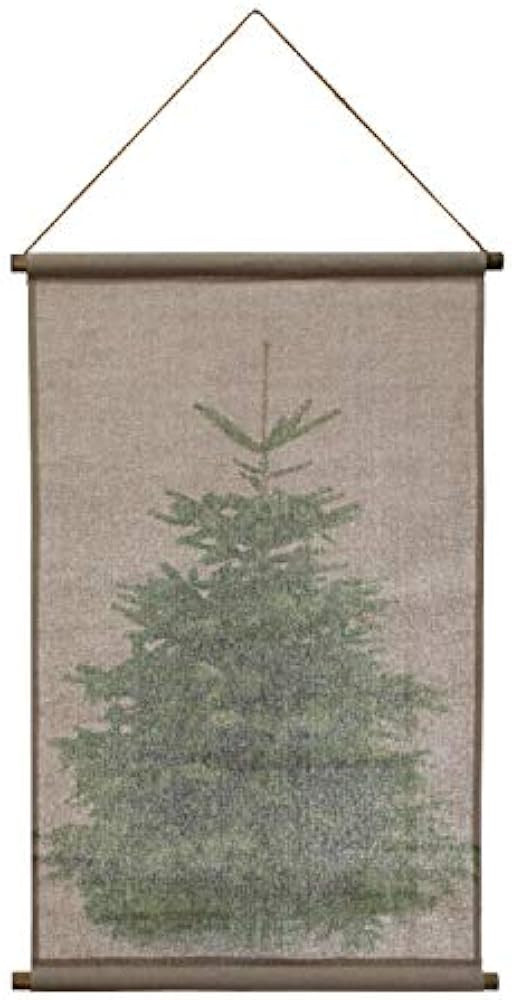 Creative Co-Op 25-1/4"W x 37-3/4"H Canvas & Wood Scroll Décor w/Christmas Tree & Jute Hanger Wal... | Amazon (US)