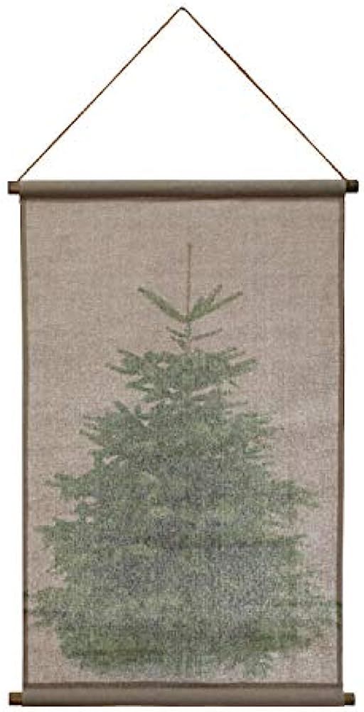 Creative Co-Op 25-1/4"W x 37-3/4"H Canvas & Wood Scroll Décor w/Christmas Tree & Jute Hanger Wal... | Amazon (US)