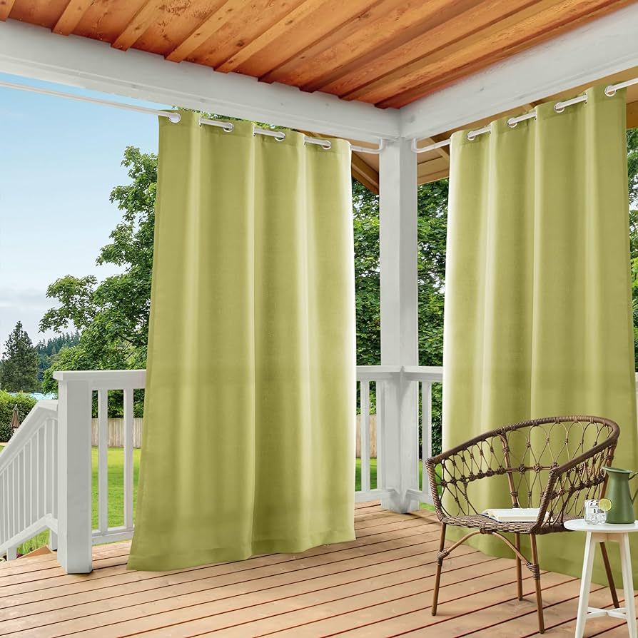 Cabana Solid Indoor/Outdoor Light Filtering Grommet Top Curtain Panel, 54"x96", Kiwi Green, Set o... | Amazon (US)