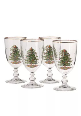 Spode Christmas Tree Set of 4 Pedestal Goblets - 16-oz. | Belk
