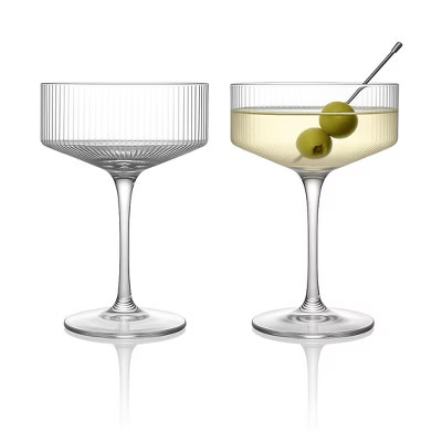 LEMONSODA Clear Ribbed Martini Coupe Glass - 9.5oz 2 Piece Set | Target