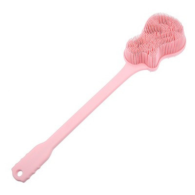 Unique Bargains Shower Back Long Handle Silicone Scrubber Bath Brush 1 Pc Pink | Target