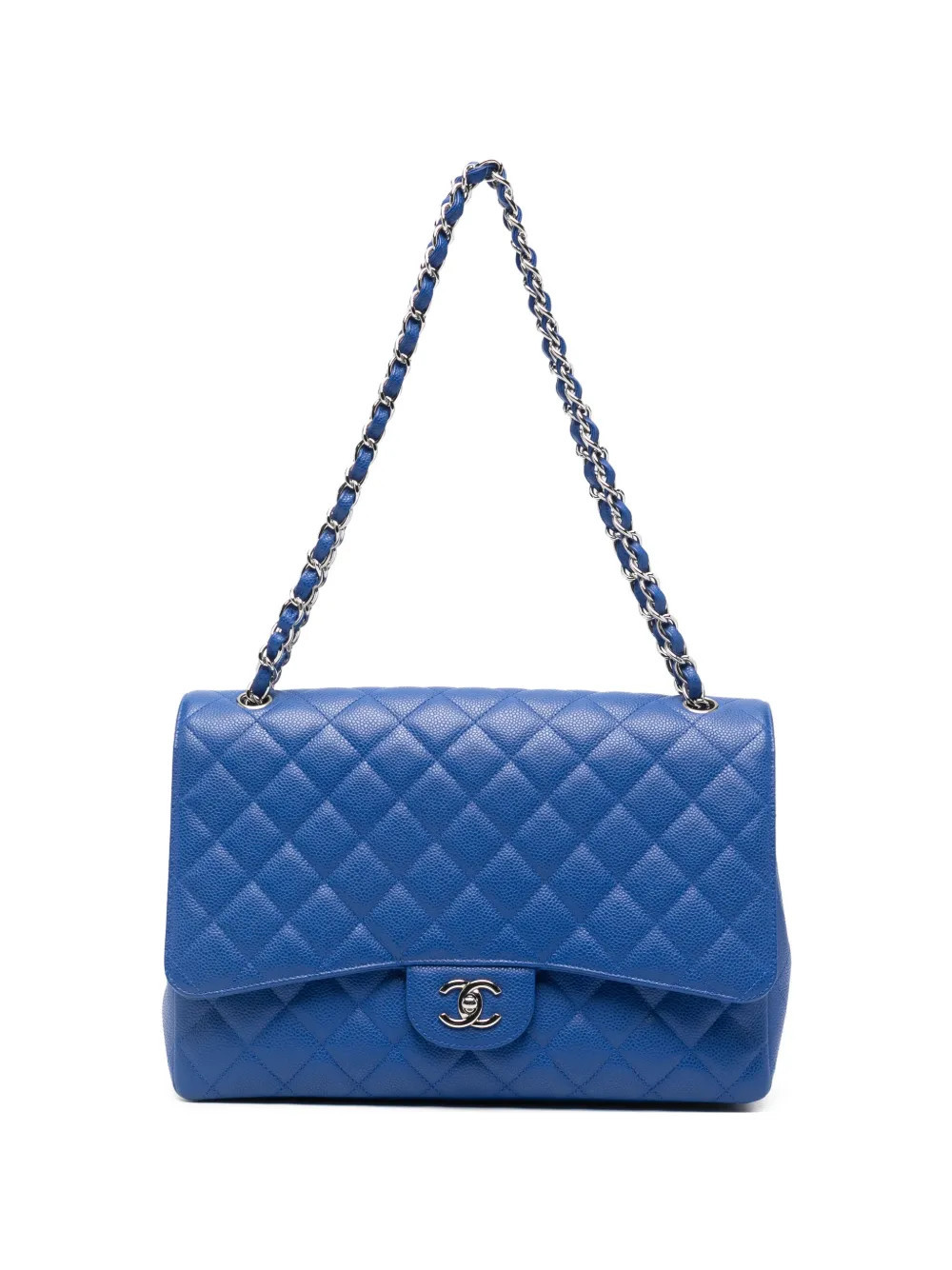 CHANEL Pre-Owned 2010 maxi jumbo timeless shoulder bag - Blue | Farfetch Global