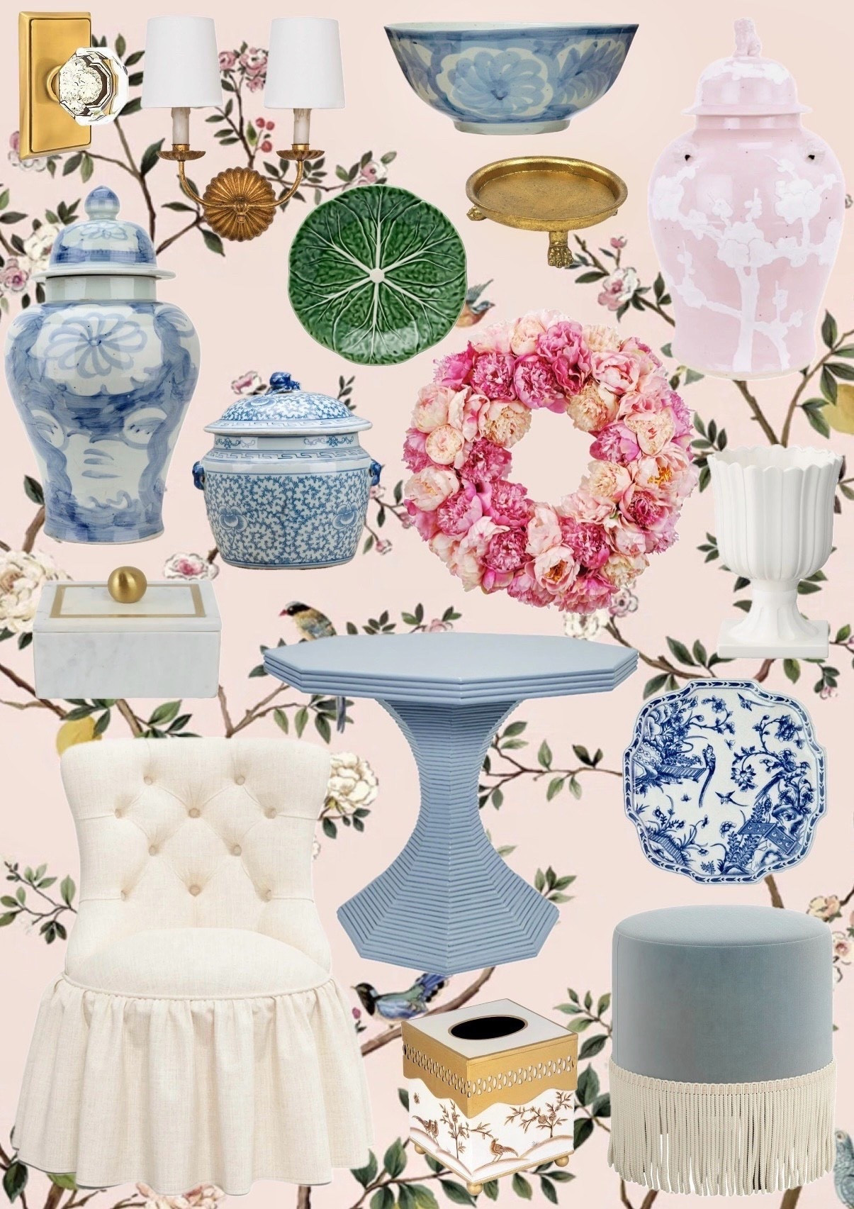 Wayfair favorites! 🩷 #wayfair spring decor summer decor blue and white decor peony wreath cabbage plates plate wall ruffle skirted chair chinoiserie ginger jars 

#LTKHome #LTKSaleAlert #LTKSeasonal