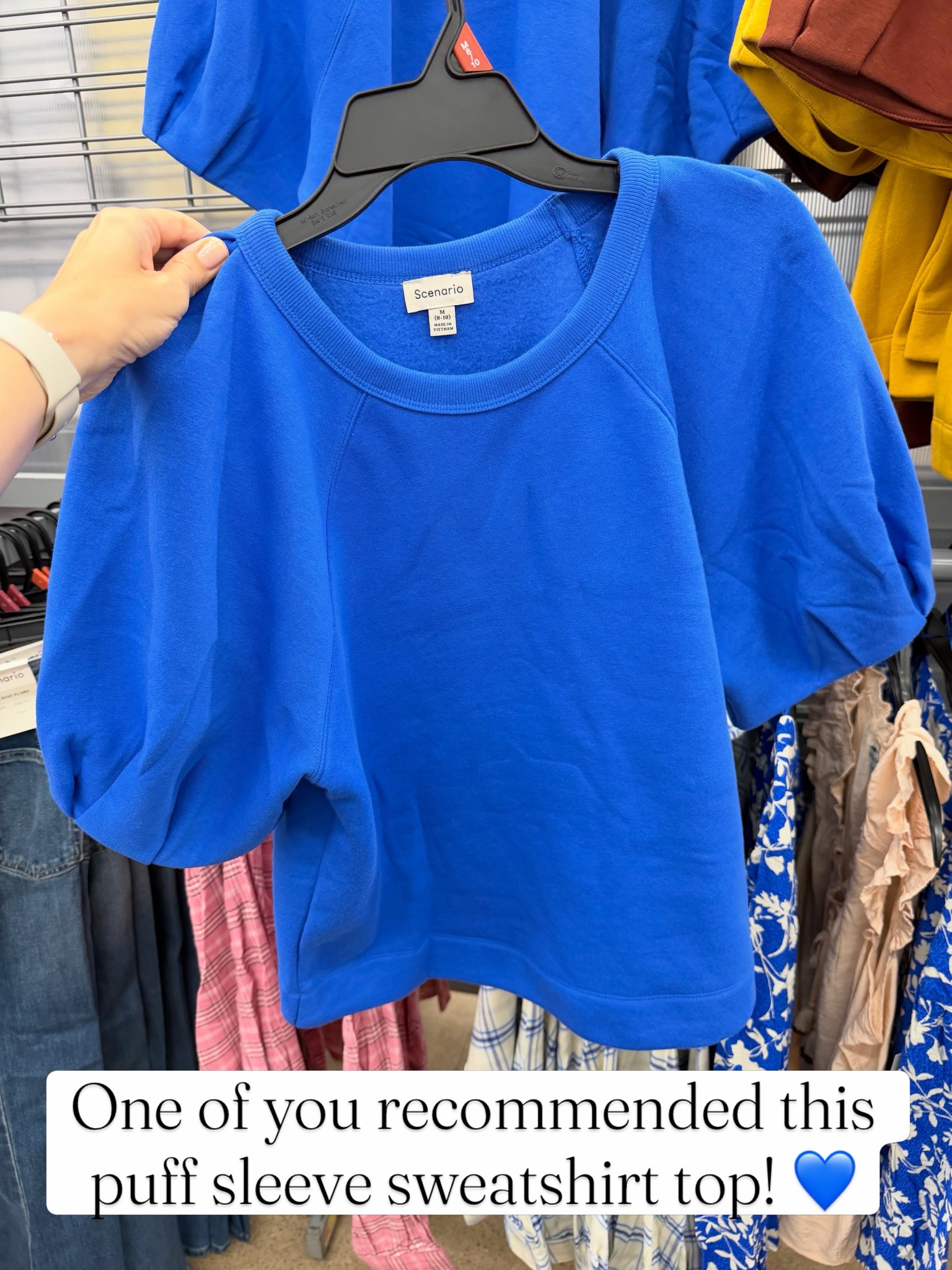Short puff sleeve sweatshirt top Walmart #walmartfashion