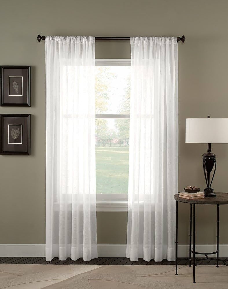 Curtainworks Trinity Crinkle Voile Sheer Curtain Panel, 51 by 108", Winter | Amazon (US)
