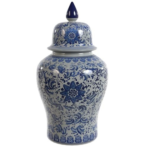 Red Lantern 18" Floral Blue & White Porcelain Temple Jar | Amazon (US)