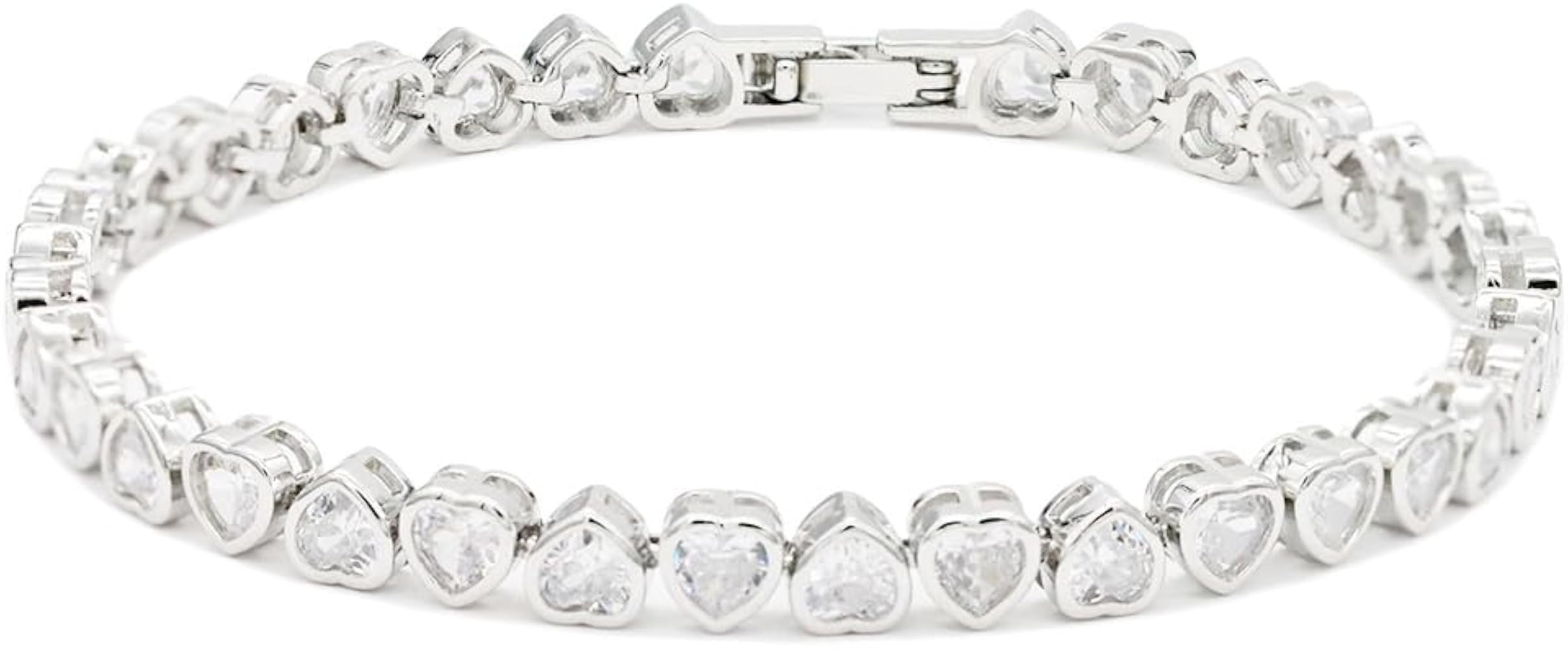 Lavencious Elegant 7" Tennis Bracelet Adorned with Sparkling Heart-Shaped AAA Cubic Zirconia for ... | Amazon (US)
