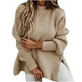 Utoimkio Clearance Women's Solid Color Oversized Sweaters Long Sleeve Crewneck Pullover Knit Jump... | Walmart (US)