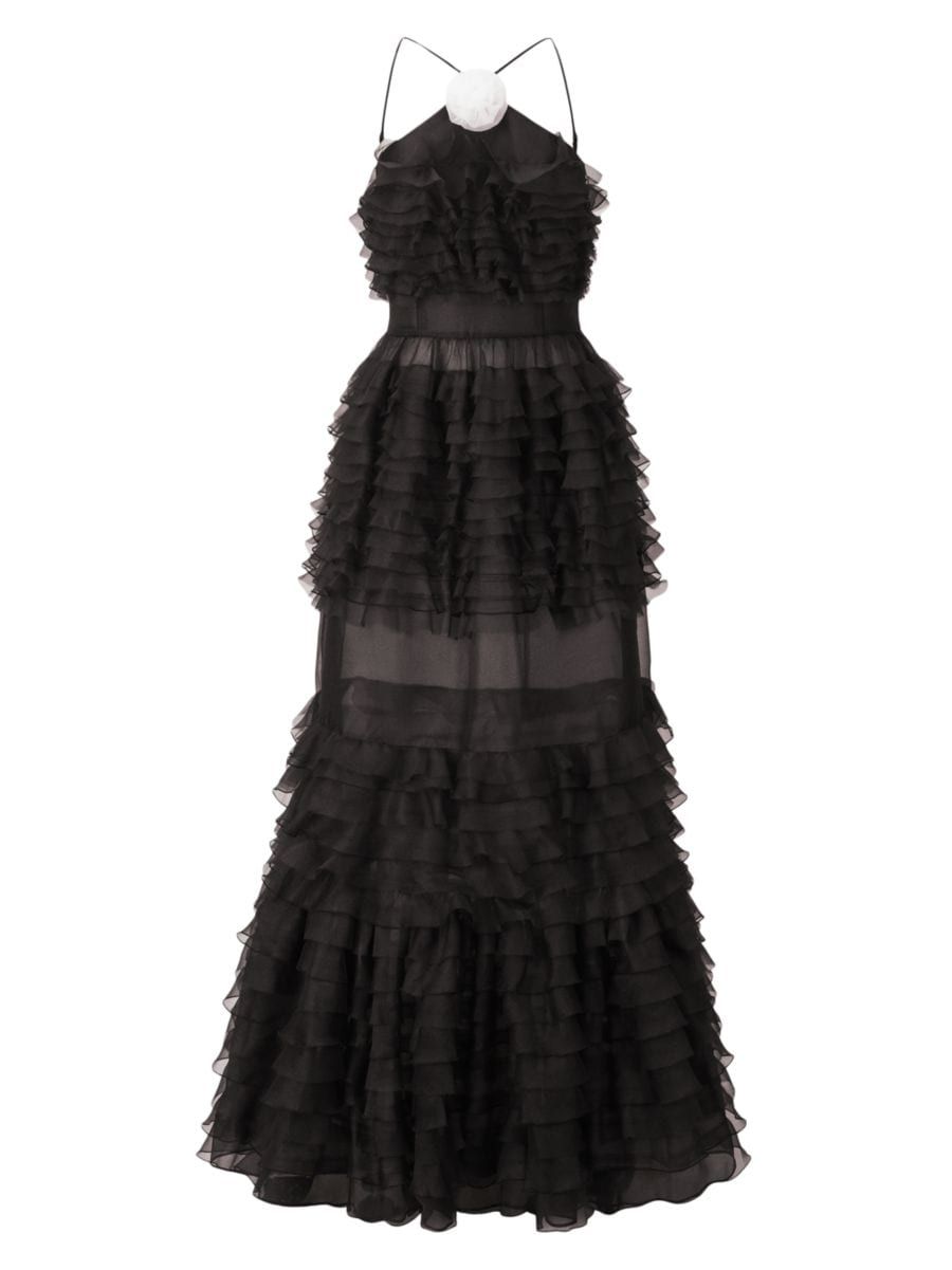 Florian Tiered Ruffle Halter Gown | Saks Fifth Avenue