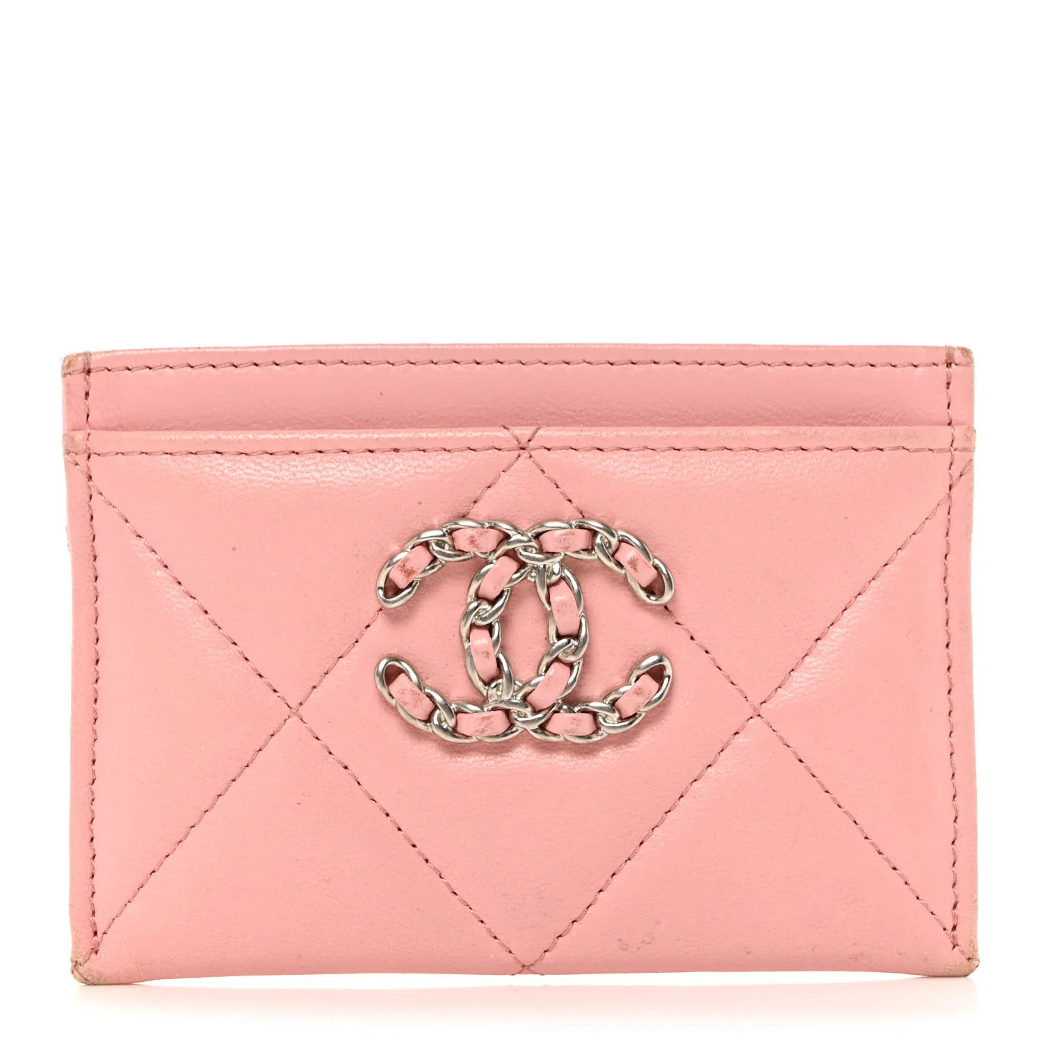 Lambskin Quilted Chanel 19 Card Holder Light Pink | FASHIONPHILE (US)