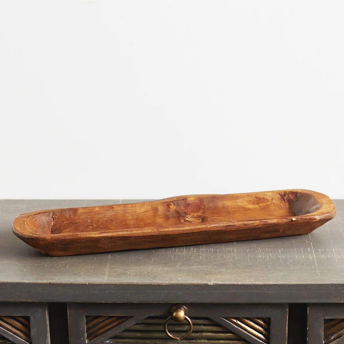 Hand Carved Spanish Oak Wood Bread Bowl Tray Centerpiece | Darby Creek Trading