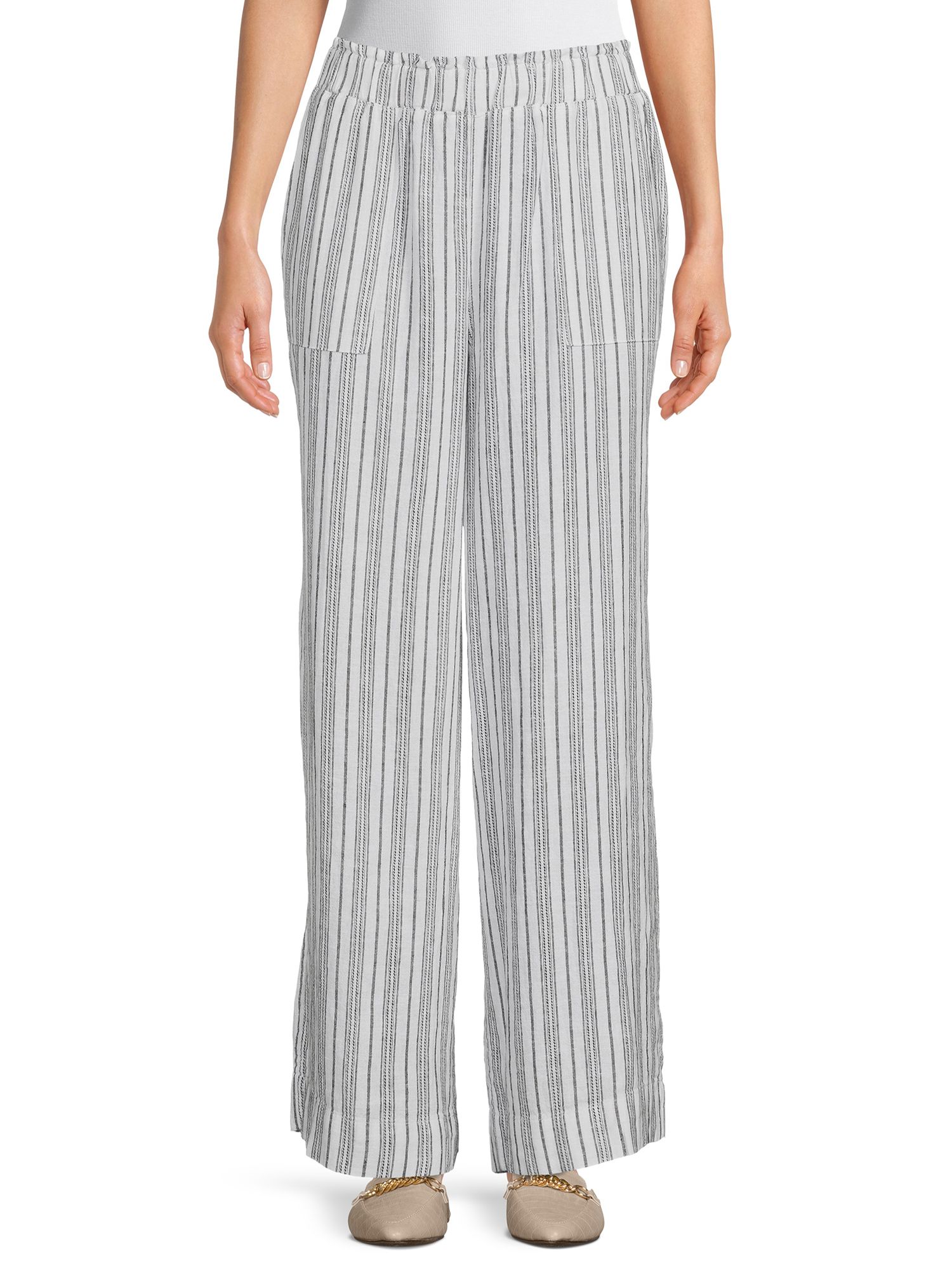 Time and Tru Women's Linen Crop Pants - Walmart.com | Walmart (US)