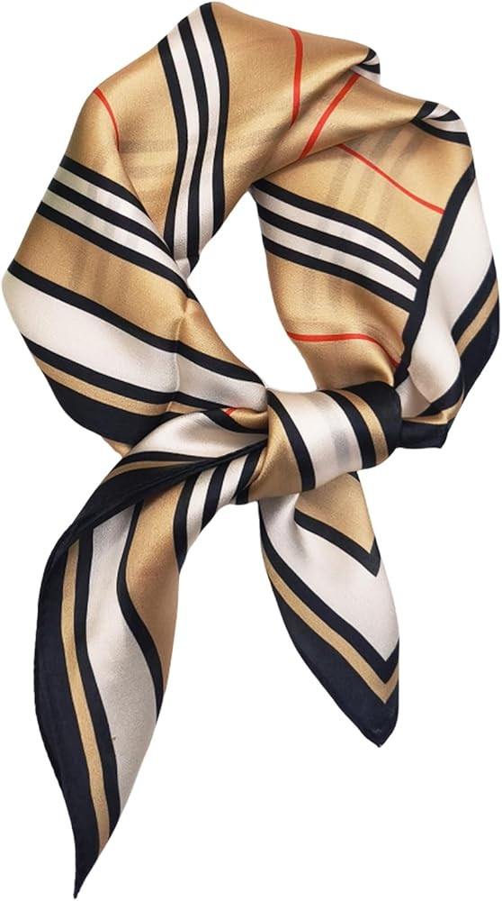 100% Mulberry Silk Neck Scarf - 21"x21" Small Printed Square Neckerchief Scarves for Women | Amazon (US)