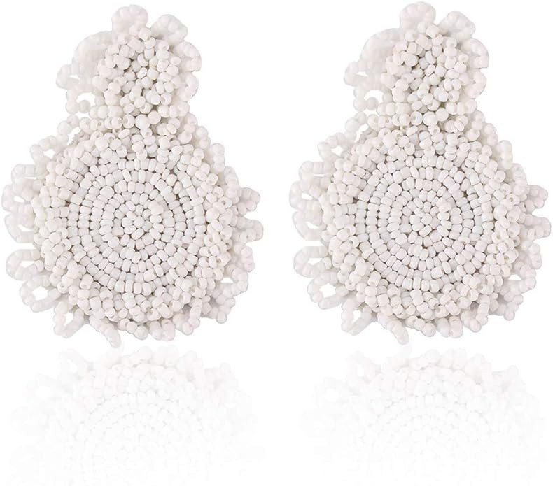 Statement Drop Earrings - Bohemian Beaded Round Dangle Earrings Gift for Women | Amazon (US)