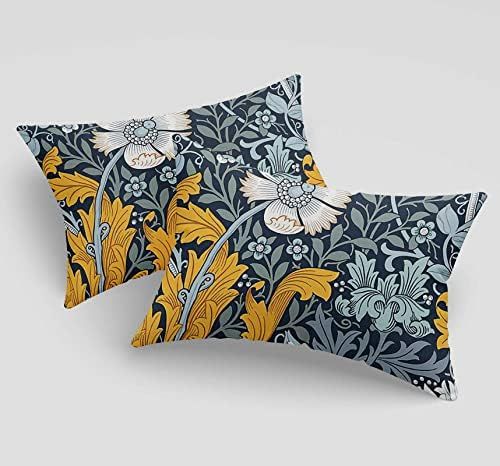 DECOPOW Set of 2 William Morris Yellow Leaves Decorative Throw Pillow Cover ,Leaves Lumbar Pillow... | Amazon (US)