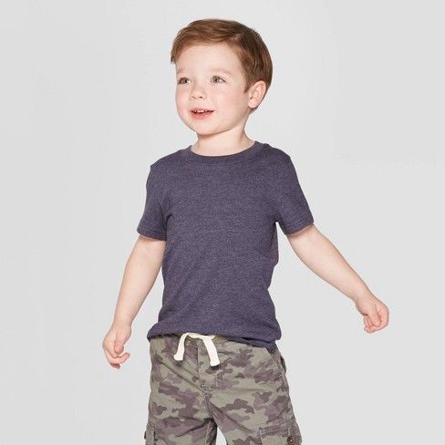 Toddler Boys' Short Sleeve Solid T-Shirt - Cat & Jack™ Navy | Target