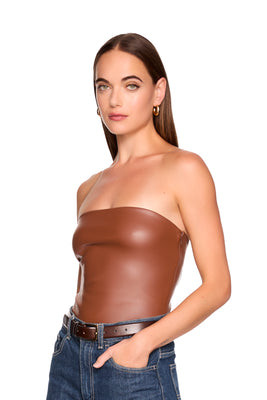 Susana Monaco‎ faux leather tube top - xs / toast | Shop.com
