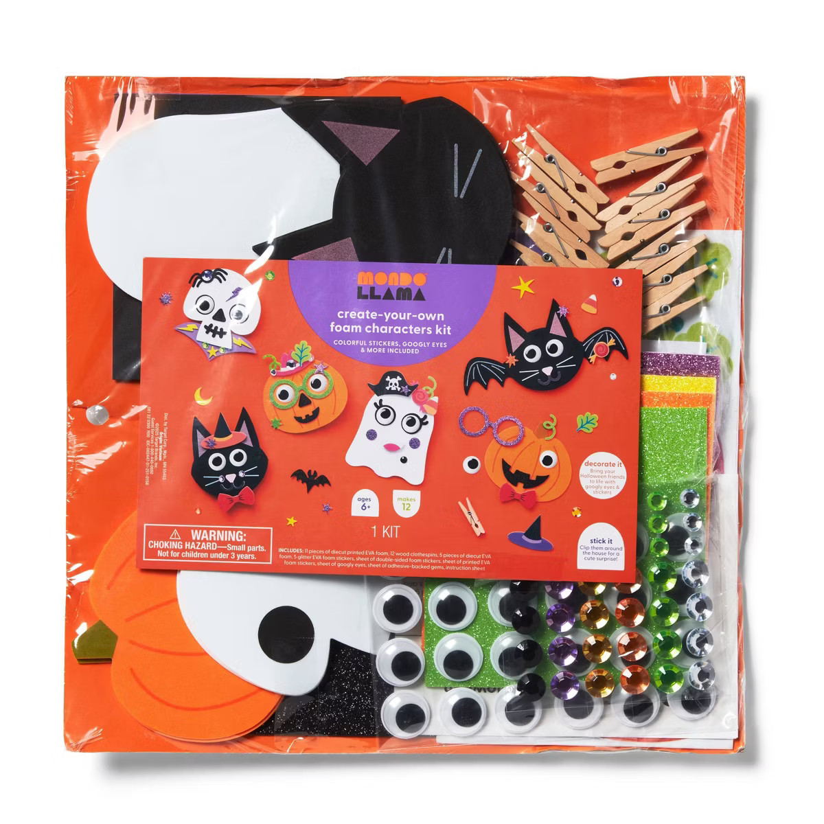 12ct Halloween Characters Foam Platter Craft Kit - Mondo Llama™ | Target