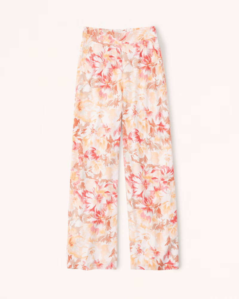 Linen-Blend Pull-On Wide Leg Pants | Abercrombie & Fitch (US)