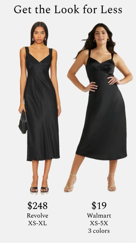Get the the look for less! Slip dresses are such a classic silhouette. I love this v neck option from Revolve, but I wanted to share a less expensive option, too! The Walmart options comes in more colors and larger sizes and it’s under $20!  
…………………
walmart finds walmart new arrivals revolve finds revolve new arrivals black slip dress plus size slip dress plus size dress under $20 wedding guest dress wedding guest look wedding guest outfit wedding guest dress under $20 formal wedding guest dress under $50 wedding dress under $100 plus size wedding guest dress plus size wedding dress black dress elegant dress strap dress walmart under $20 revolve dupe anthropologie dupe 

#LTKwedding #LTKplussize #LTKstyletip