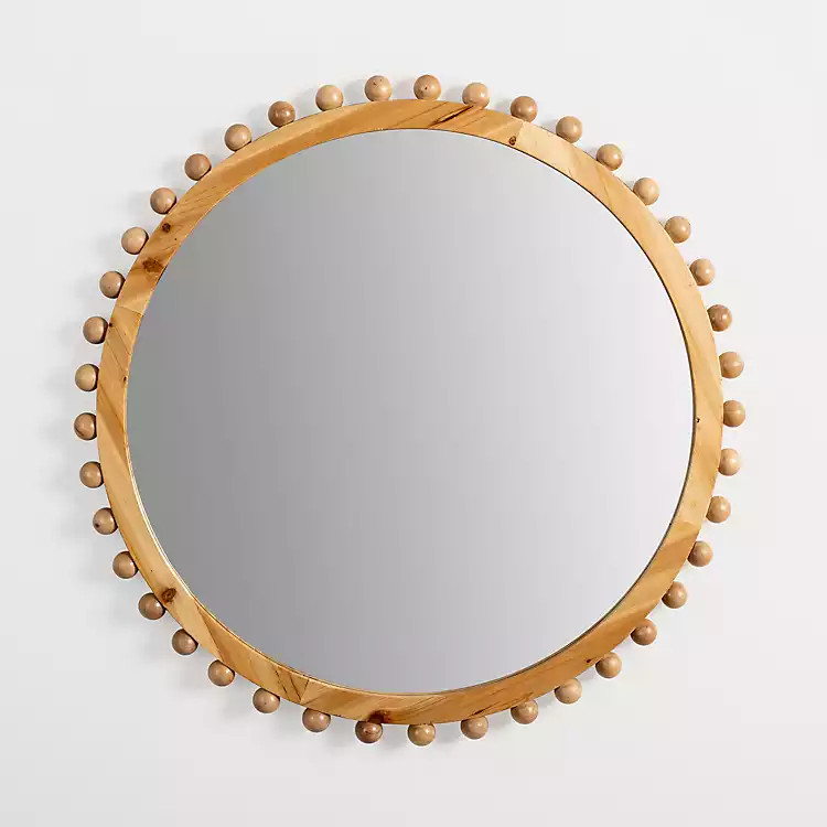 Natural Wood Beaded Frame Wall Mirror | Kirkland's Home