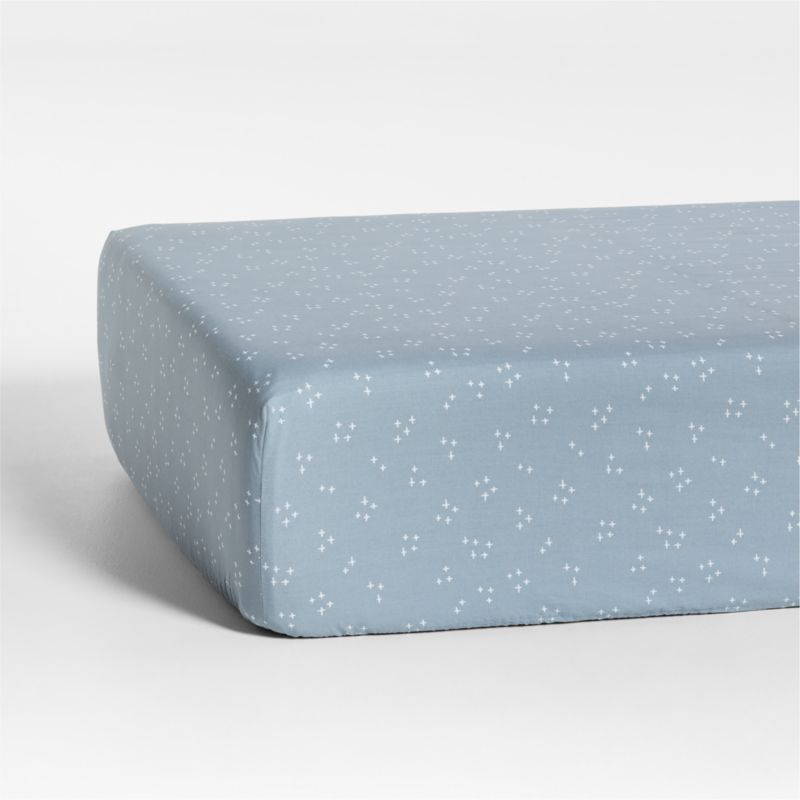 Cozy Cloud Twinkle Mist Blue Washed Organic Cotton Baby Crib Fitted Sheet + Reviews | Crate & Kid... | Crate & Barrel