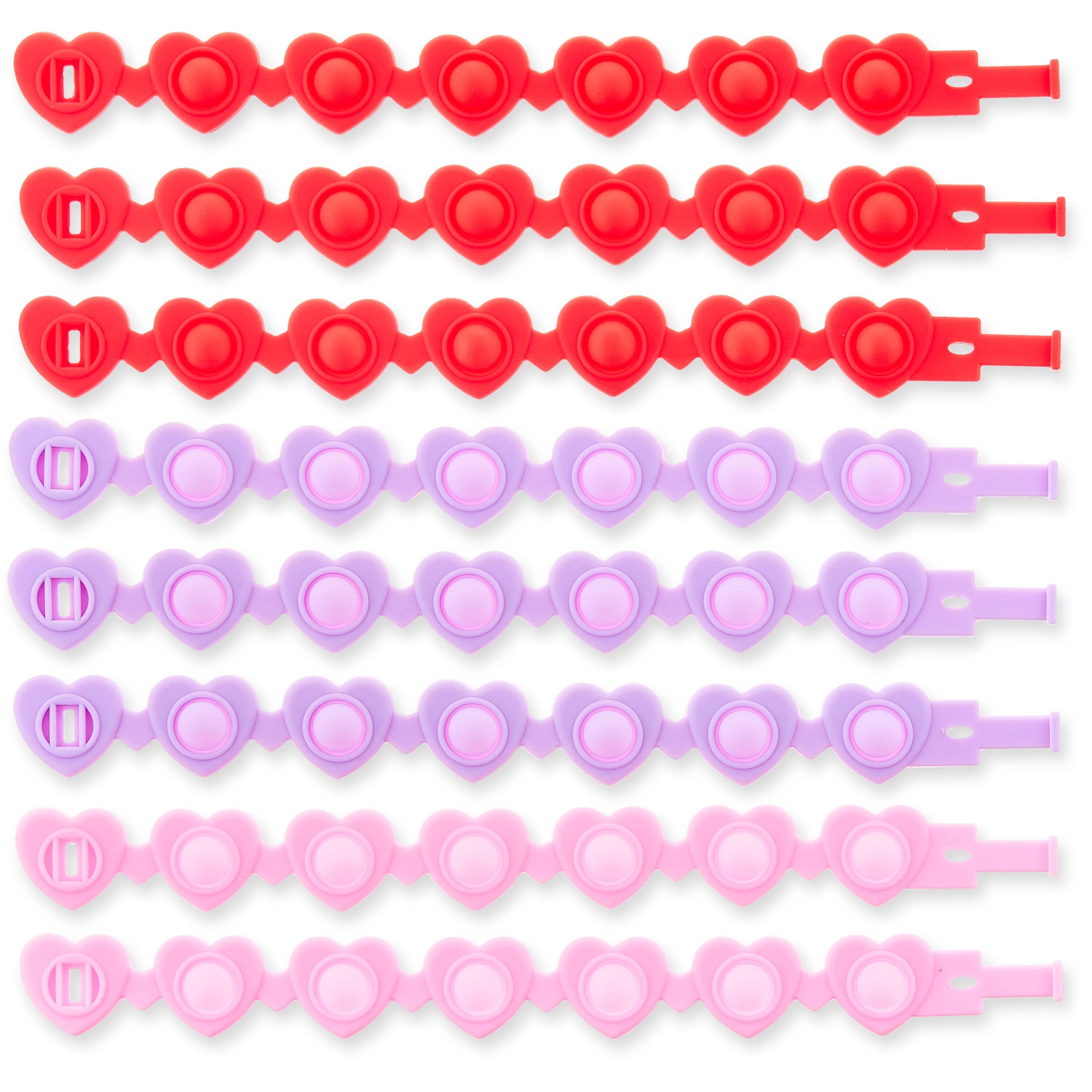 Valentine's Day Heart Popper Fidget Toy Bracelets Party Favors, Ages 3+, 8 Count, by Way To Celeb... | Walmart (US)