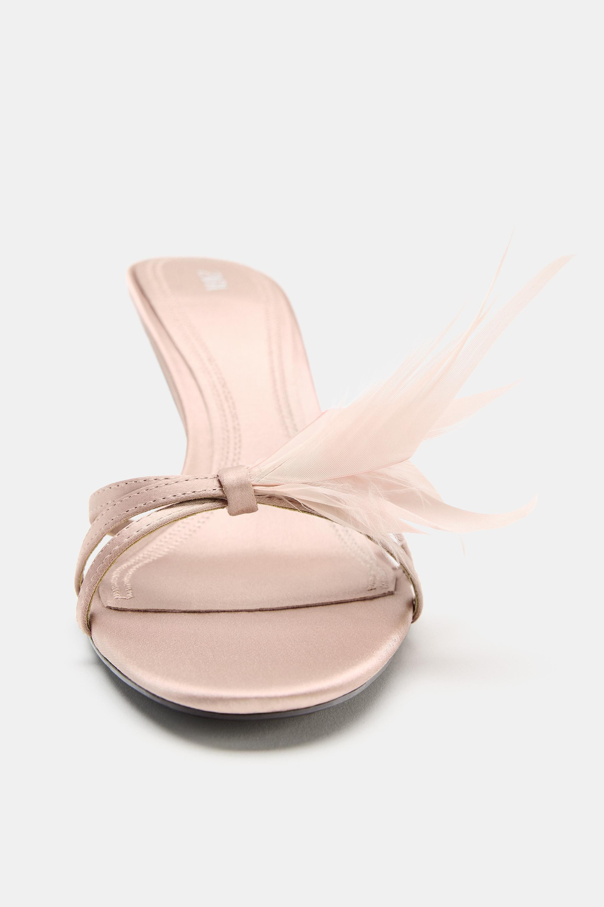 FEATHER DETAIL HEELED SANDALS | Zara US