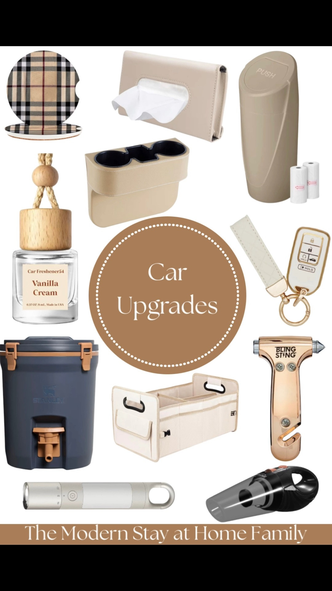 Upgrade your ride with these practical + aesthetic car must-haves that make every drive feel more organized and elevated. From a chic car trash can, cup holder organizer, tissue holder, and trunk organizer to a mini handheld vacuum, safety hammer, luxe key fob cover, coaster set, and vanilla cream car freshener—these finds are perfect for busy moms, commuters, road trips, and everyday errands. I also love adding a durable cooler for snacks, drinks, and sports days on the go. Functional car accessories can truly make your vehicle feel cleaner, calmer, and more put together while keeping everything you need within reach. Perfect for car organization, car cleaning, and stylish car essentials.

car upgrades, car accessories, car organization, car essentials, car must haves, aesthetic car accessories, neutral car accessories, mom car essentials, road trip essentials, car cleaning gadgets, trunk organizer, cup holder organizer, car trash can, handheld vacuum, car coasters, key fob cover, car air freshener, family car essentials, SUV organization, commuter car accessories, car interior upgrades, cute car accessories, practical car finds

#LTKmomlife #LTKselfcare #LTKSaleAlert