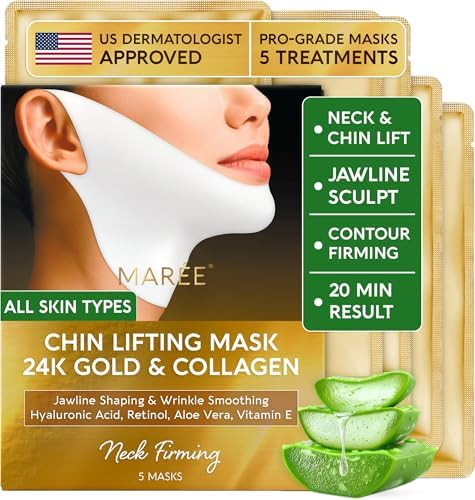 MAREE V Line Lifting Mask with 24K Gold – Deep Collagen Face Mask for Women – Jawline Shaper ... | Amazon (US)