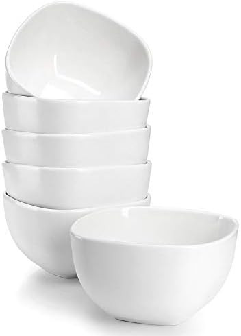Sweese 111.001 Porcelain Square Bowl Set - 26 Ounce for Cereal, Soup and Fruit - Set of 6, White | Amazon (US)