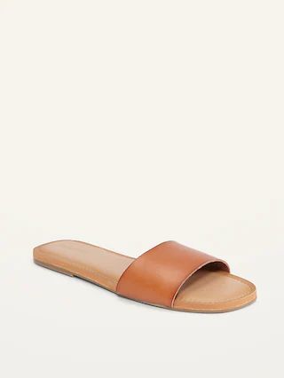 Faux-Leather Slide Sandals for Women | Old Navy (US)