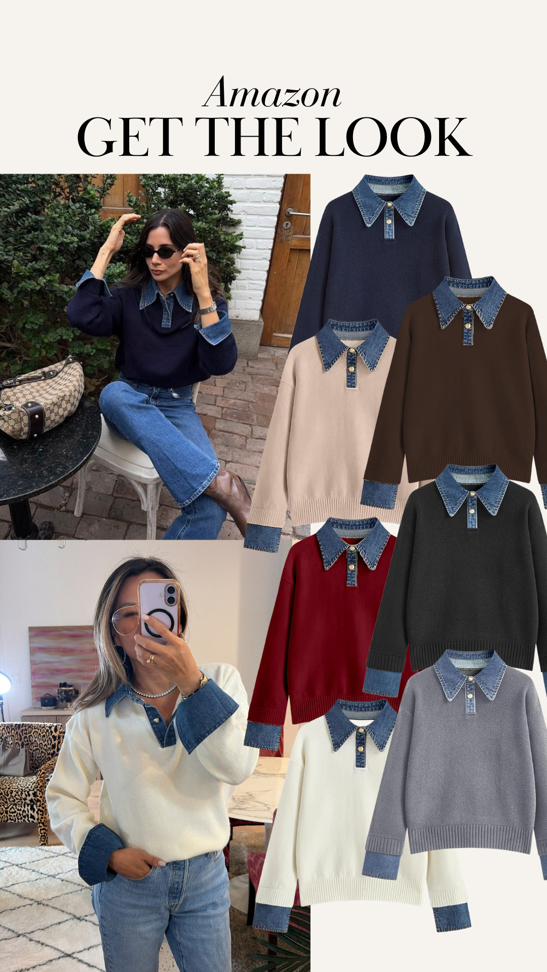Denim constrast collar sweater from Amazon! Ralph Lauren vibes for less

#LTKSeasonal #LTKOver40