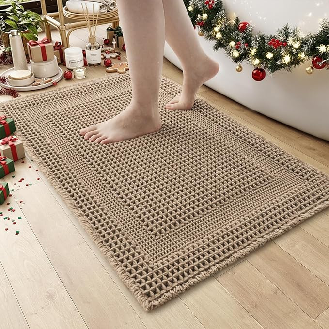 AMOAMI Waffle Bath-Mat, 24"x36" Super Absorbent Bath Mats for Bathroom Non Slip, Machine Washable... | Amazon (US)