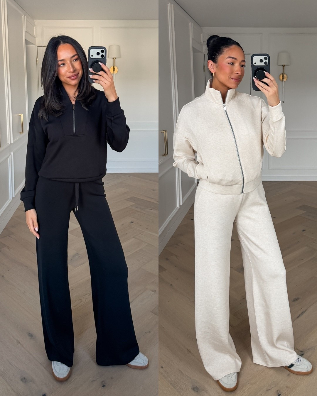 Use code NENAXSPANX for 15% OFF your first order! The most comfortable, lightweight and buttery soft material! The cream color is perfect for transitioning into spring 😍 Wearing size S half zip, S track jacket and S Tall in both wide leg pants

work from home outfit, airport outfit, travel outfit, errands outfit, casual outfit, mom outfit, postpartum outfit, loungewear, matching set

#LTKTravel #LTKmomlife #LTKSeasonal