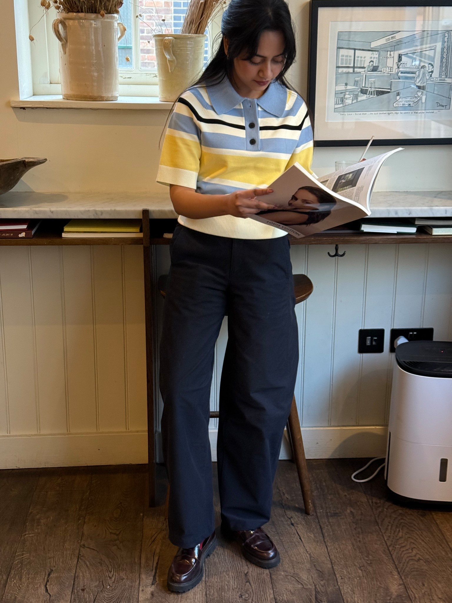 Aligne top, Uniqlo Barrel Leg Trousers