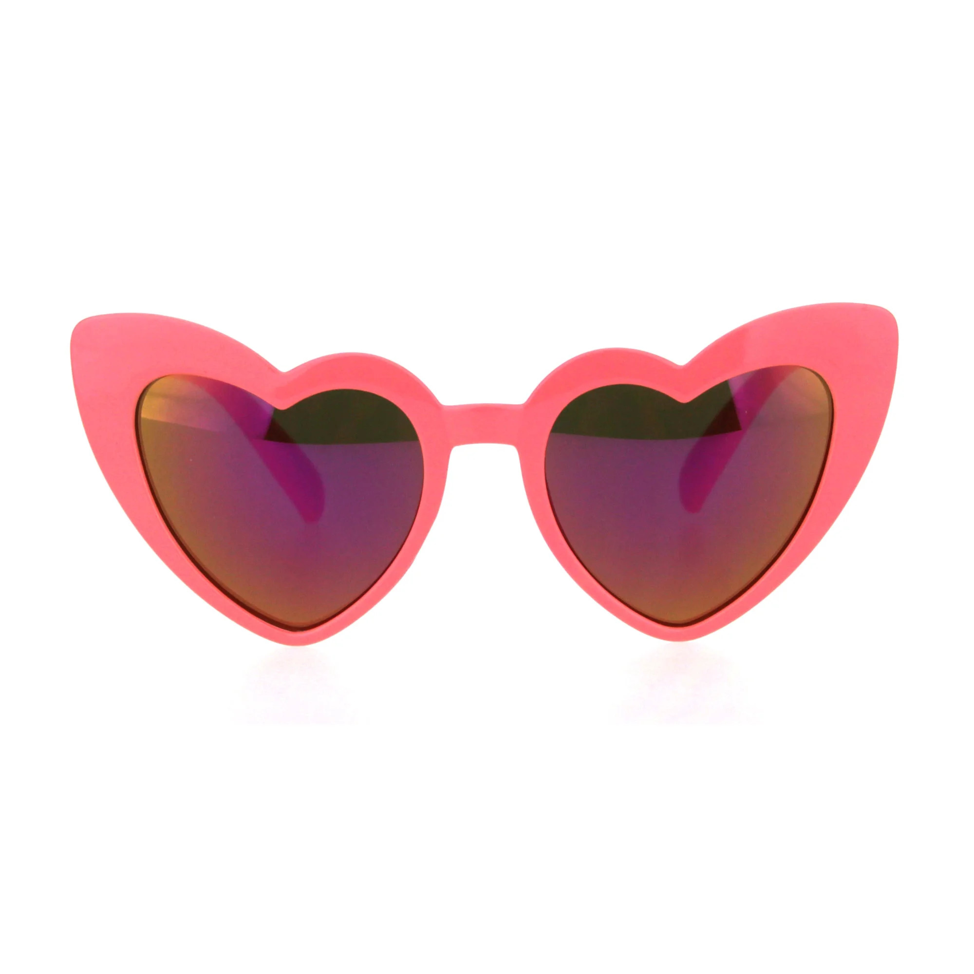 Girls Lolita Child Size Heart Shape Mirrored Cat Eye Plastic Sunglasses Coral | Walmart (US)