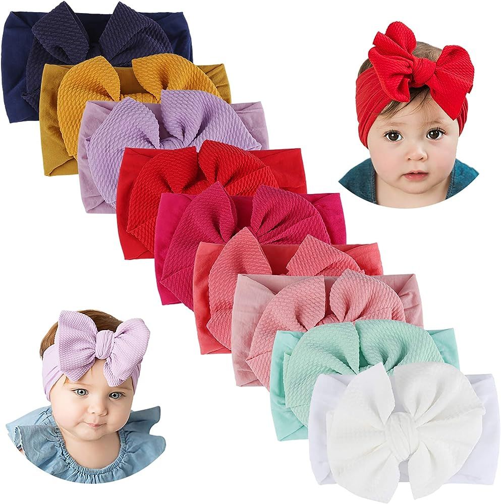 Makone Handmade Baby Headbands with Bows Stretchy Nylon Headbands for Infant Baby Girls | Amazon (US)
