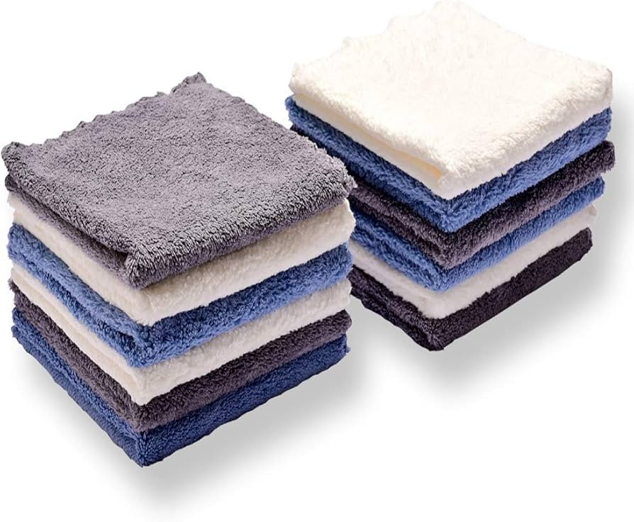 Kyapoo Baby Washcloths 12 Pack 12x12 Inches Microfiber Coral Fleece Extra Absorbent and Soft for ... | Amazon (US)