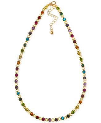Gold-Tone Rainbow Crystal Collar Necklace, 16" + 2-1/4" extender | Macys (US)