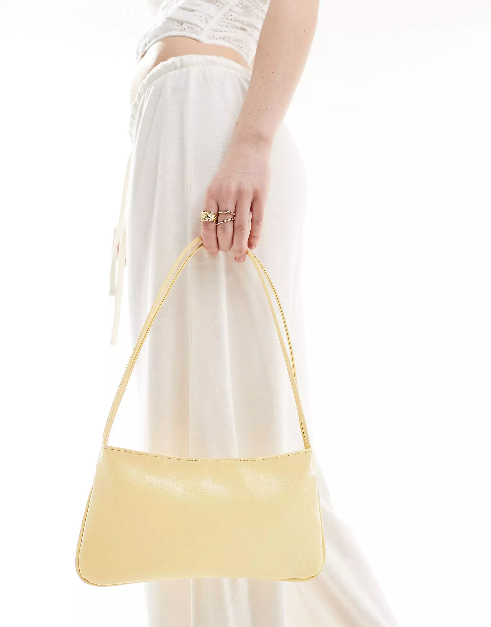 ASOS DESIGN shoulder bag with skinny double strap in buttermilk | ASOS | ASOS (Global)