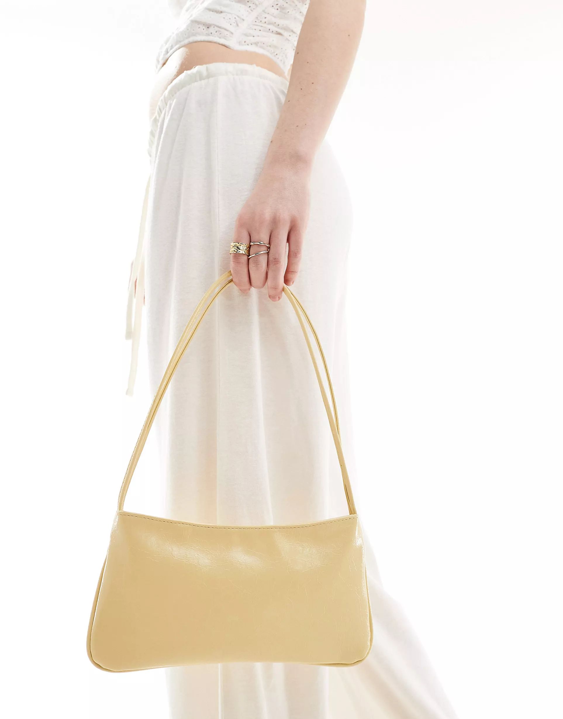 ASOS DESIGN shoulder bag with skinny double strap in buttermilk | ASOS (Global)